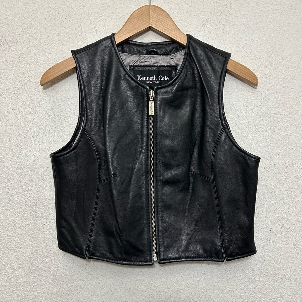 Vintage Leather Kenneth Cole Zip Up Vest Medium